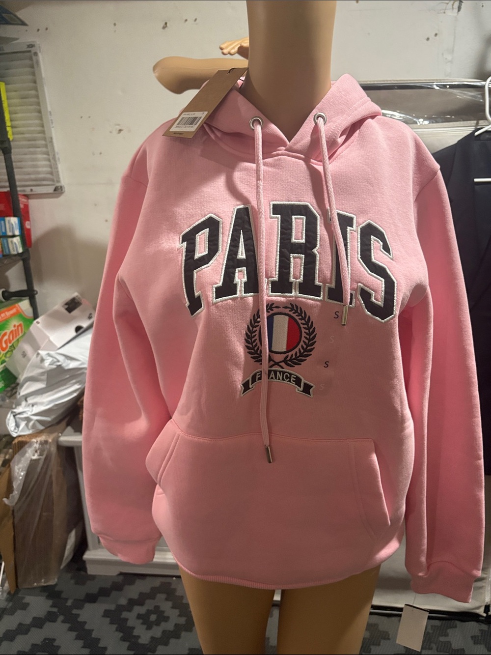 Source Unknown Pink PARIS Crewneck Hoodie
